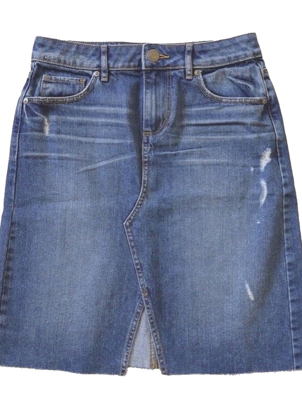 LOFT Blue Denim Skirt with Front Slit